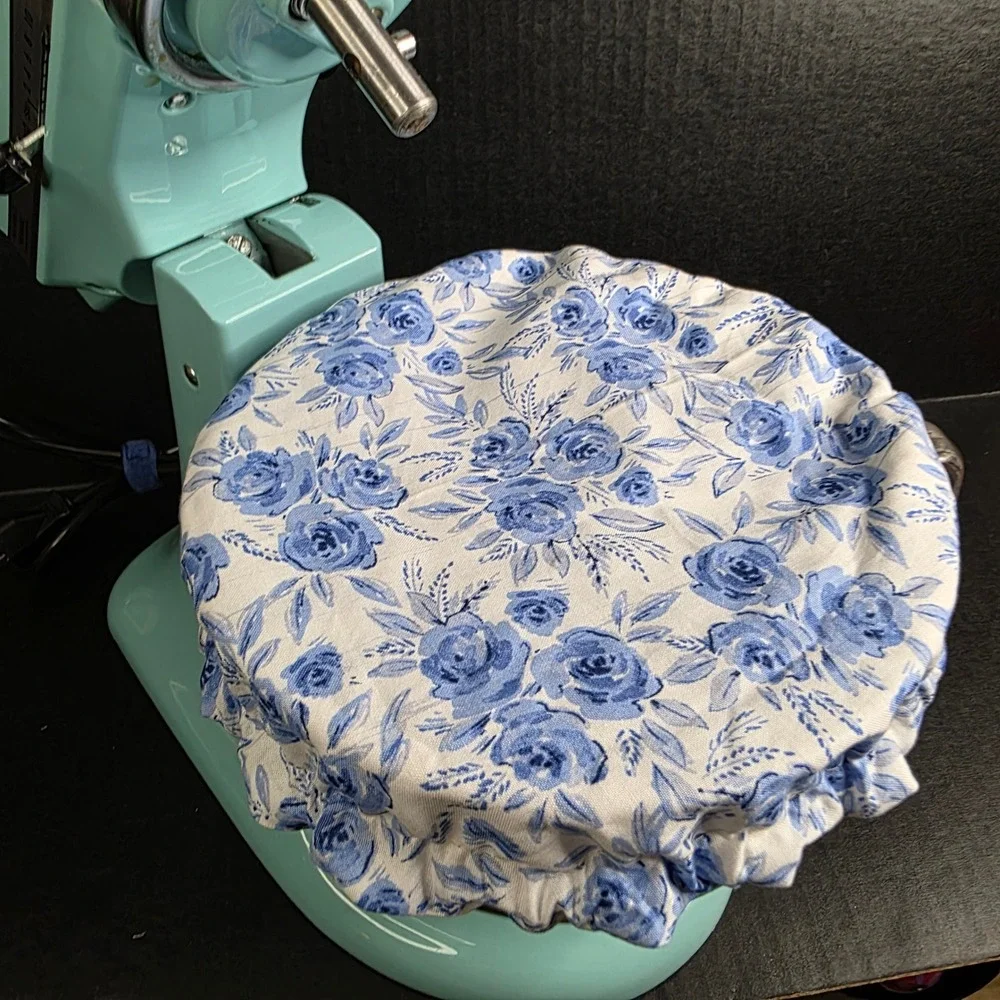White Country Blue Chickens Floral KitchenAid Mixer Mixing Bowl Cover Baking